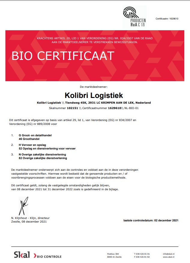 Bio certificaat
